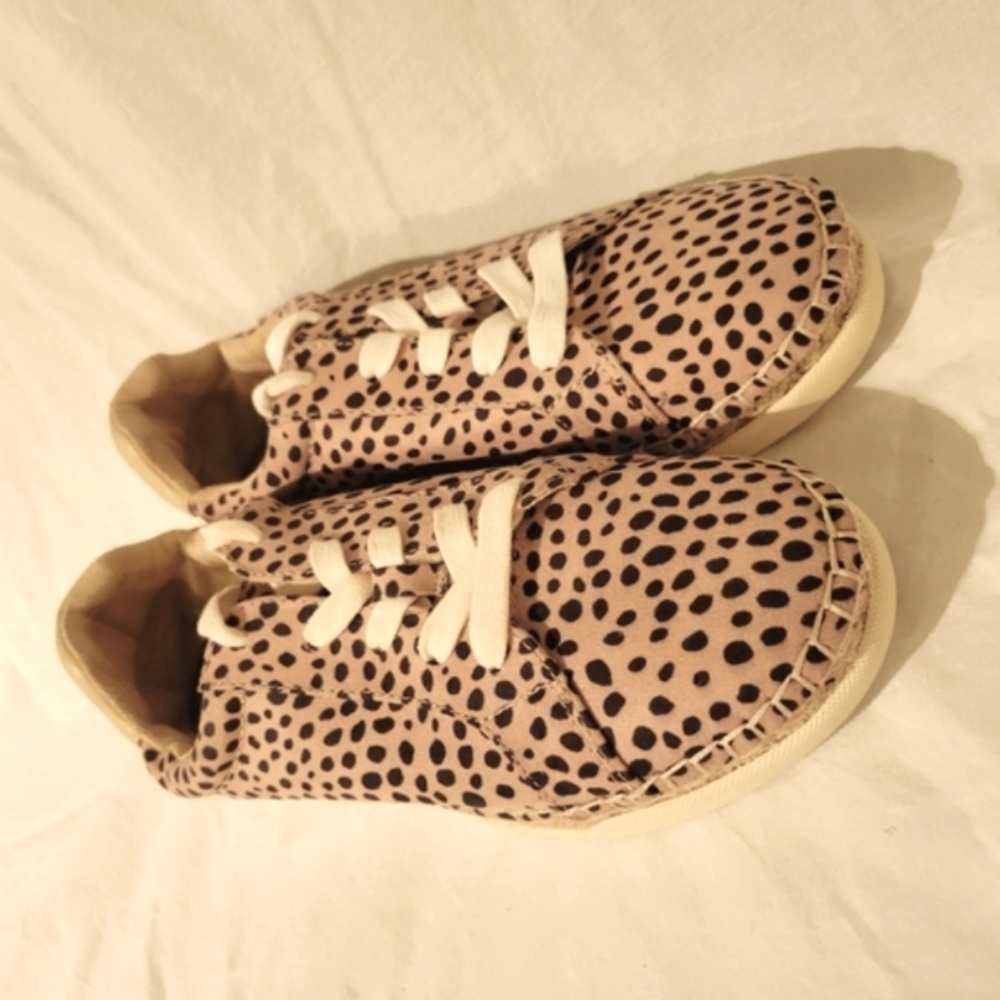 Universal Thread Shaelyn Animal Polka Dot Brown Tan Lace Up Casual Sneakers EUC - Picture 3 of 7